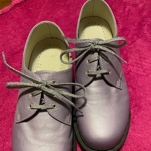 Lavender Doc Martens with sliver sparkling laces, Size 10